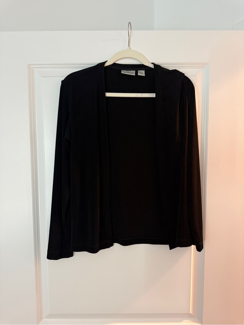 Chicos travelers black open cardigan